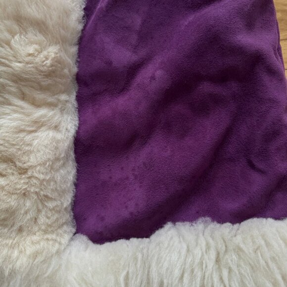 Purple Suede Sheepskin Shearling Leather Vintage Fur Penny Lane Long Maxi Coat S - Picture 11 of 12